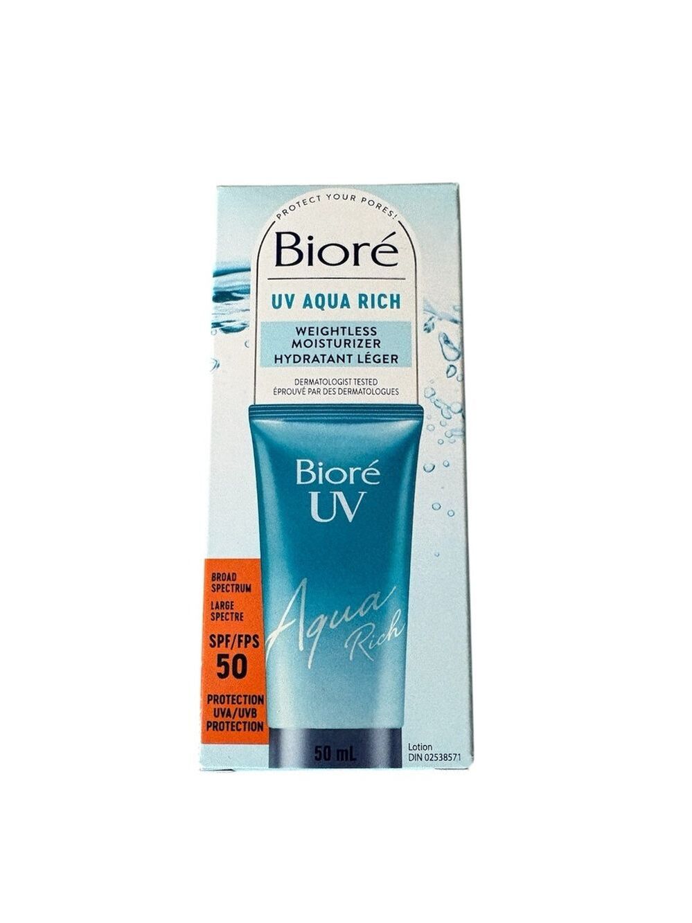 Biore UV Aqua Rich Weightless Moisturizer New In Box